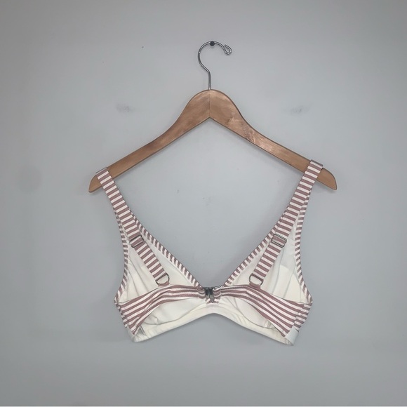 Cupshe  Padded Bikini Top Triangle Striped Ivory Blush Pink Size Large NWOT‎ - Picture 5 of 7